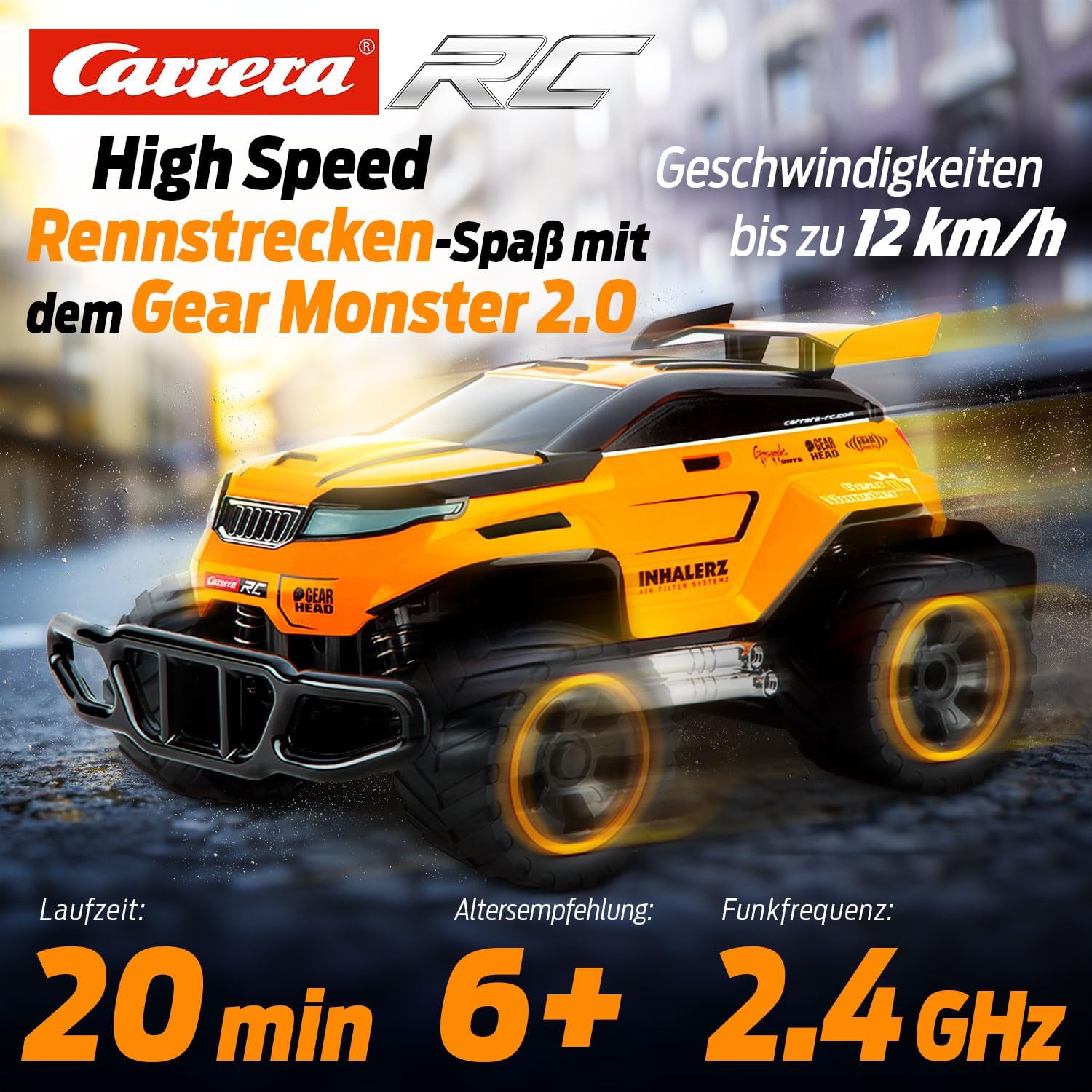 Carrera Gear Monster 2.0 2.4 GHz 1:18 Scale – RC All-Terrain Monster Truck