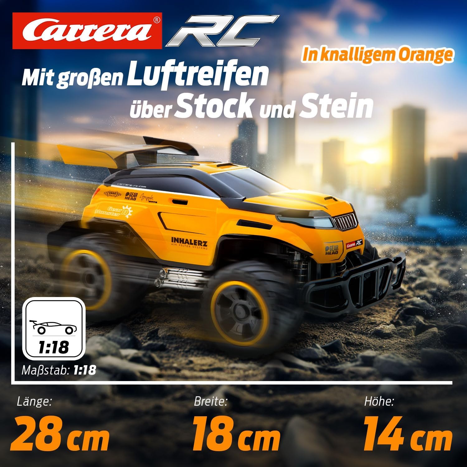 Carrera Gear Monster 2.0 2.4 GHz 1:18 Scale – RC All-Terrain Monster Truck