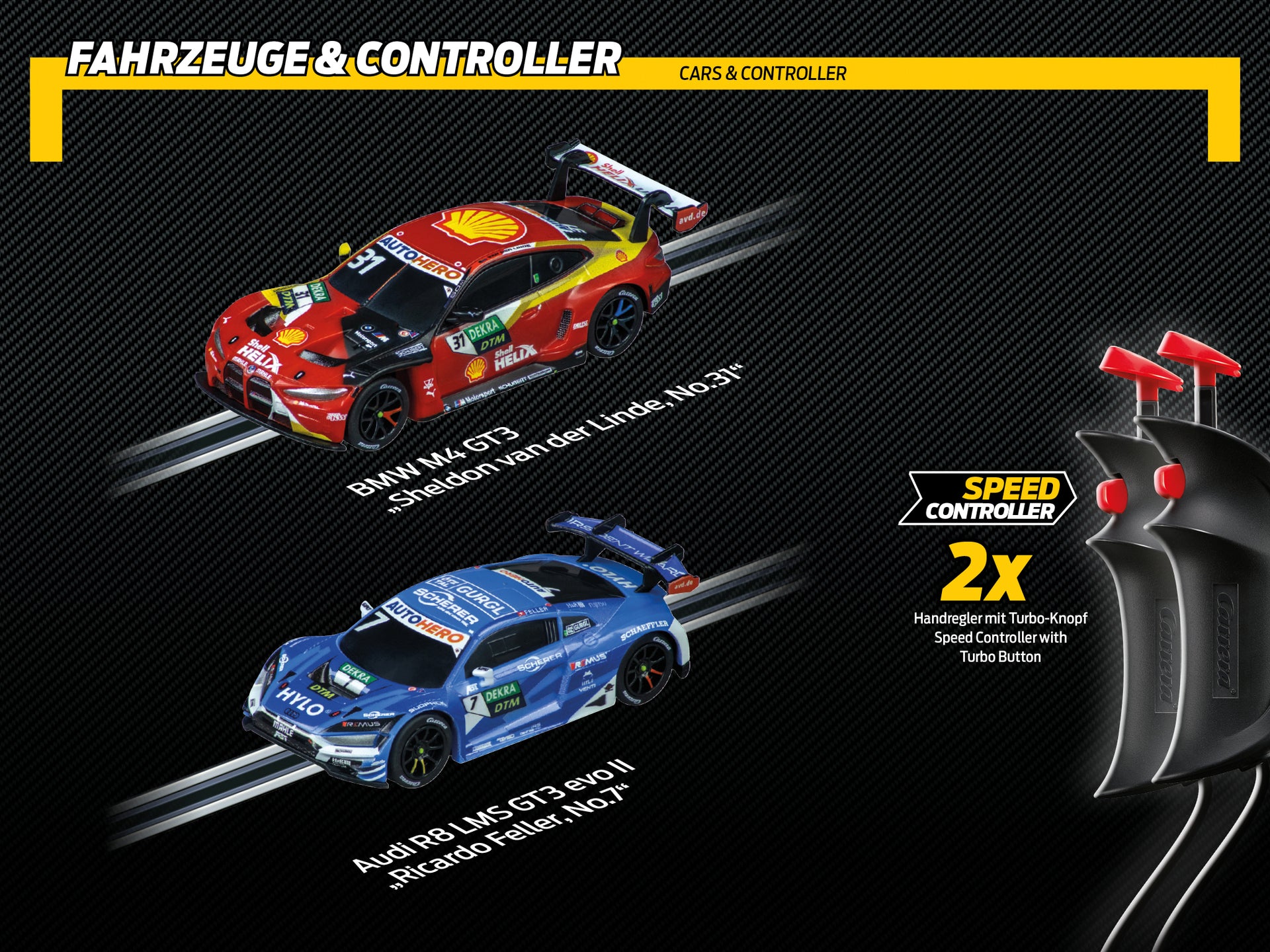 Carrera GO!!! DTM Power Lap Slot Car Racing Set – 1:43 Scale with BMW M4 GT3 & Audi R8 LMS