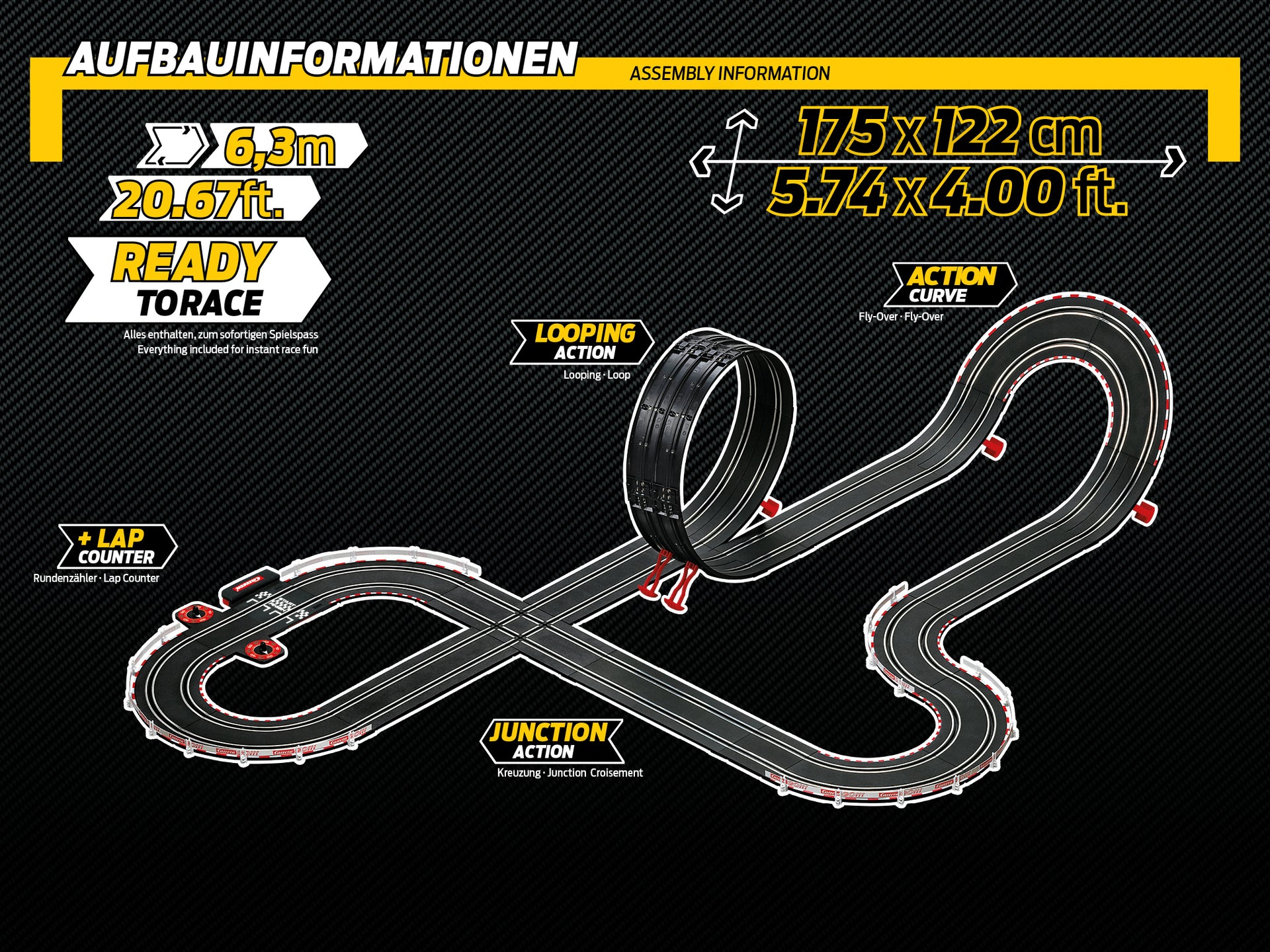 Carrera GO!!! DTM Power Lap Slot Car Racing Set – 1:43 Scale with BMW M4 GT3 & Audi R8 LMS