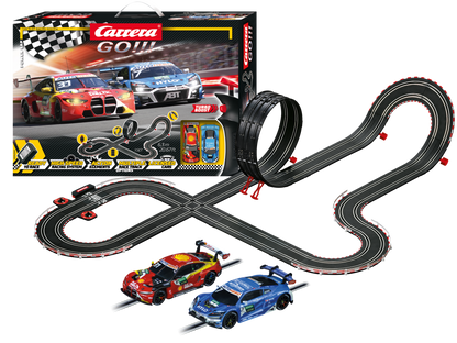 Carrera GO!!! DTM Power Lap Slot Car Racing Set – 1:43 Scale with BMW M4 GT3 & Audi R8 LMS