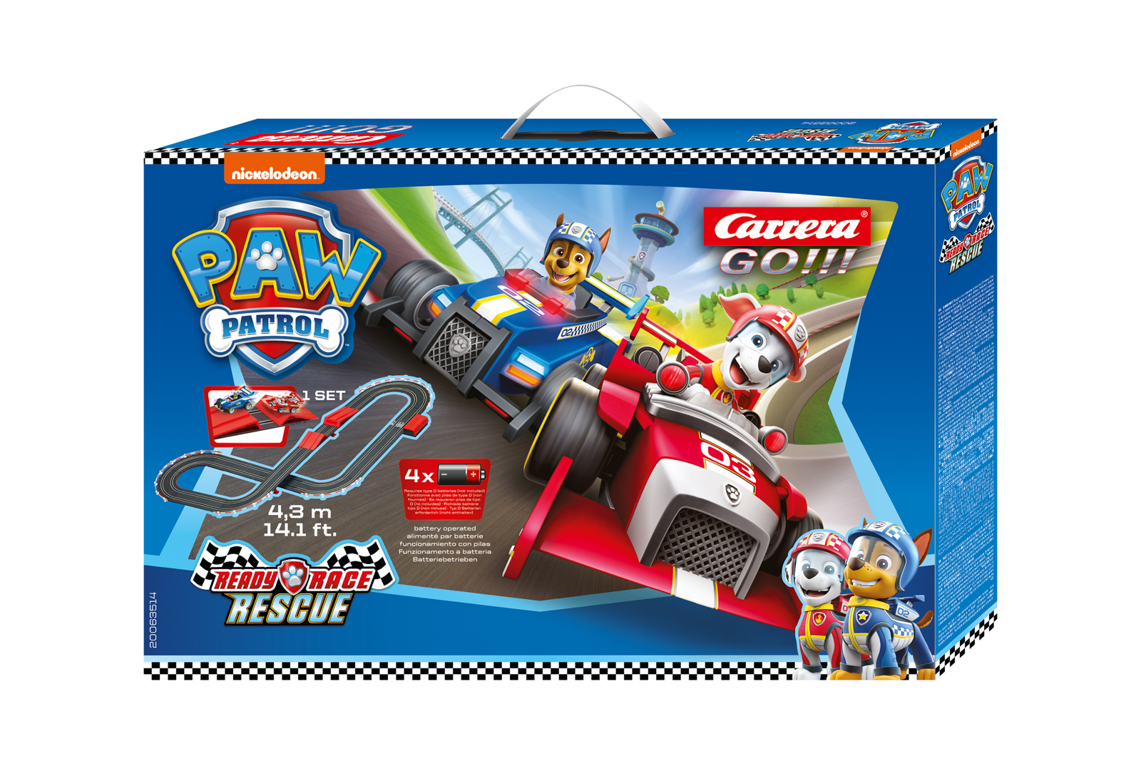 Carrera GO!!! PAW Patrol – Ready Race Rescue Slot Car Set | 1:43 Scale Track with Chase & Marshall Cars
