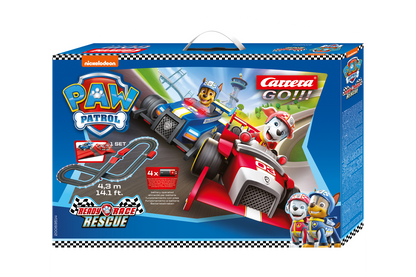 Carrera GO!!! PAW Patrol – Ready Race Rescue Slot Car Set | 1:43 Scale Track with Chase & Marshall Cars