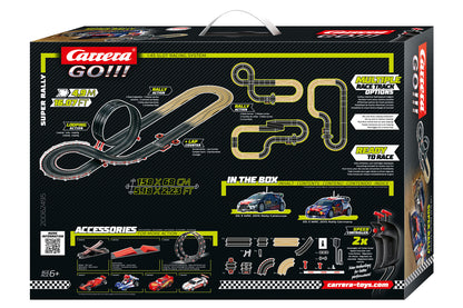 Carrera GO!!! Super Rally Slot Car Racing Set – 1:43 Scale Rally Track with Citroën DS3 WRC Cars