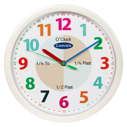 Carven Educational Wall Clock 300mm – 12-Hour Silent Learning Clock for Kids