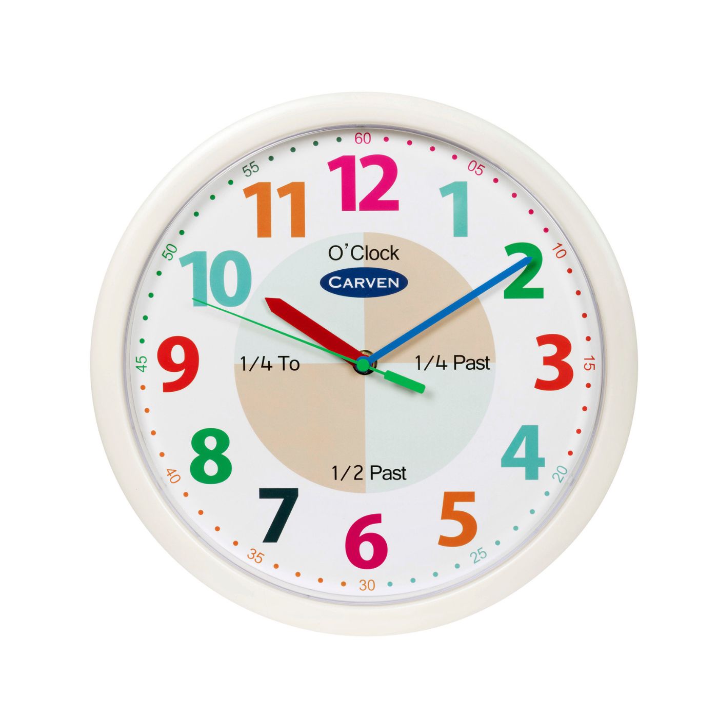 Carven Educational Wall Clock 300mm – 12-Hour Silent Learning Clock for Kids