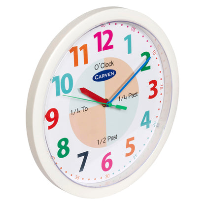 Carven Educational Wall Clock 300mm – 12-Hour Silent Learning Clock for Kids