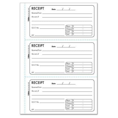 Collins Cash Receipt A5/50 3DL No Carbon Required 150 Duplicate Receipts