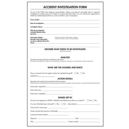 Collins Workplace Injury & Investigation Register 50 Leaf A4