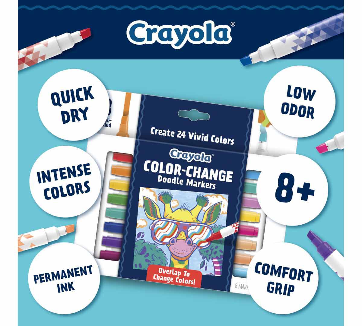 Crayola Doodle &  Draw Colour Change Markers Pack of 8