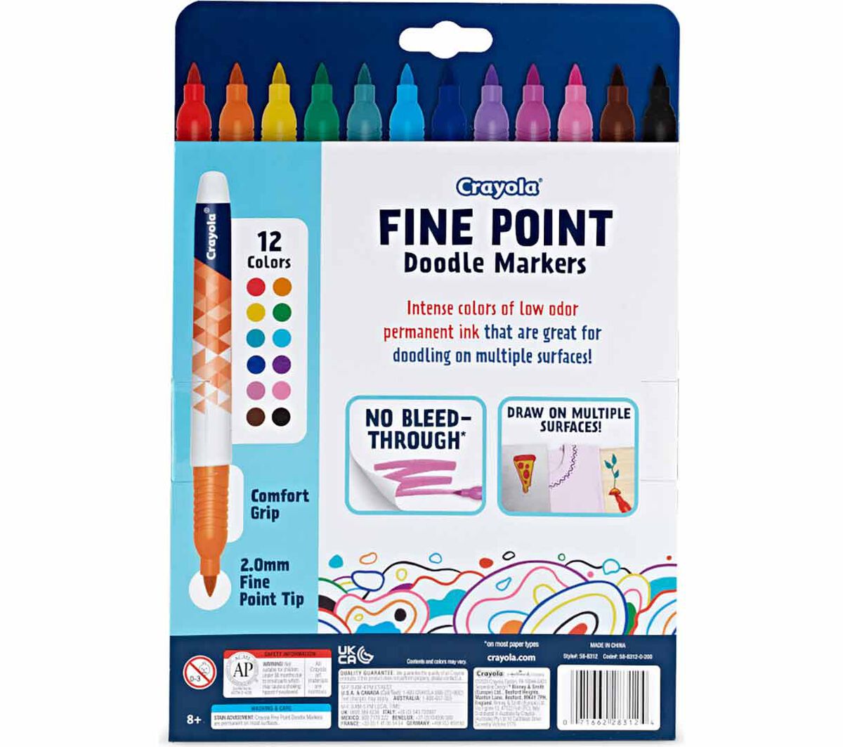 Crayola Doodle &  Draw Fine Point Markers Pack of 12