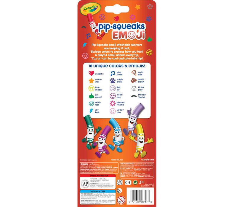 Crayola Pip-Squeaks Washable Marker Stamps Emoji Pack of 16