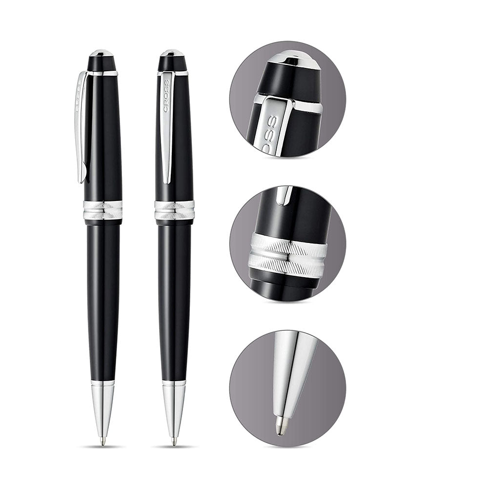 Cross Ballpoint Pen Bailey Light Glossy Black Resin Medium Tip Black Ink
