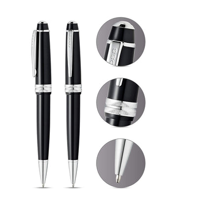 Cross Ballpoint Pen Bailey Light Glossy Black Resin Medium Tip Black Ink