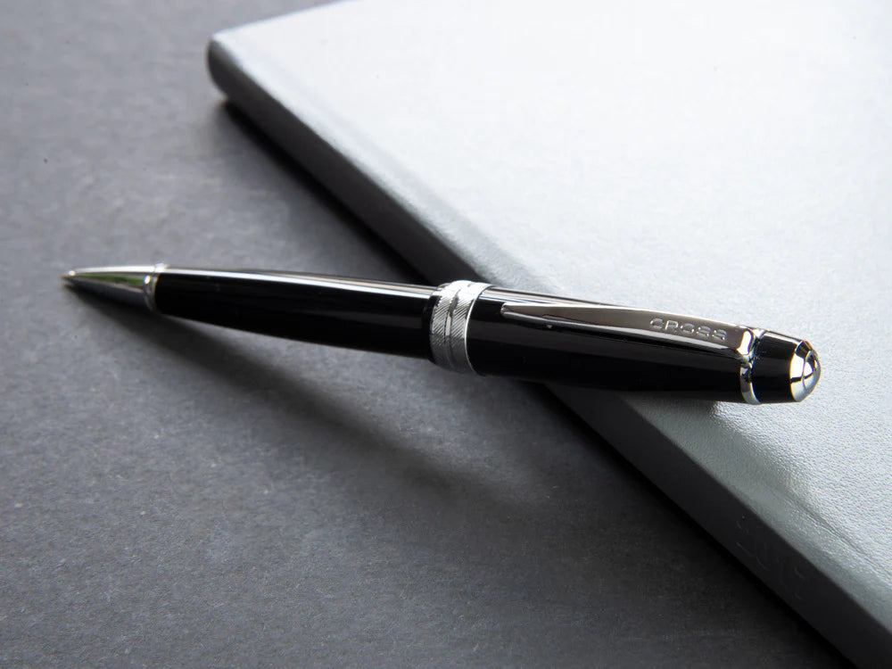 Cross Ballpoint Pen Bailey Light Glossy Black Resin Medium Tip Black Ink