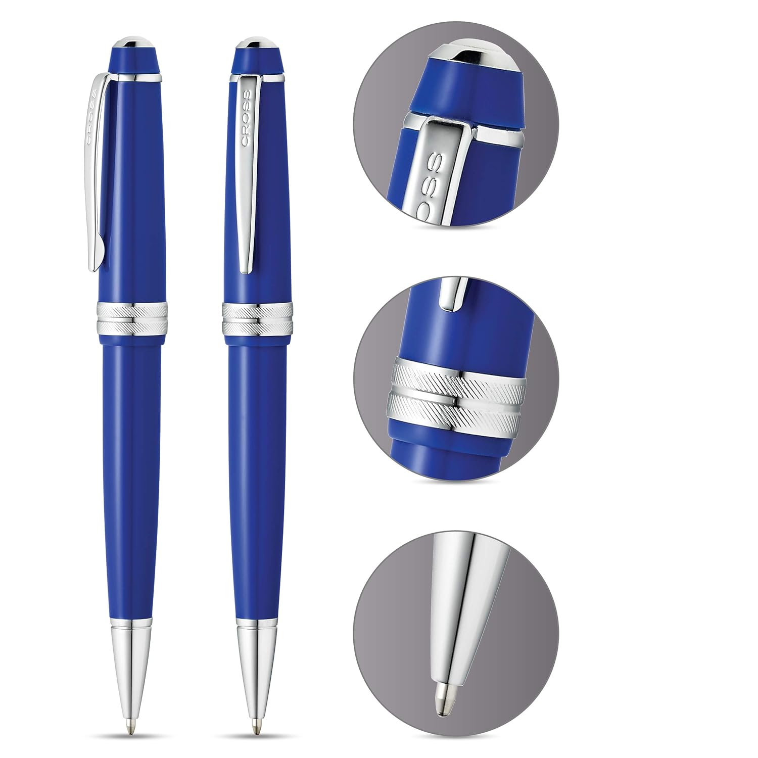 Cross Ballpoint Pen Bailey Light Glossy Blue Resin Medium Tip Black Ink