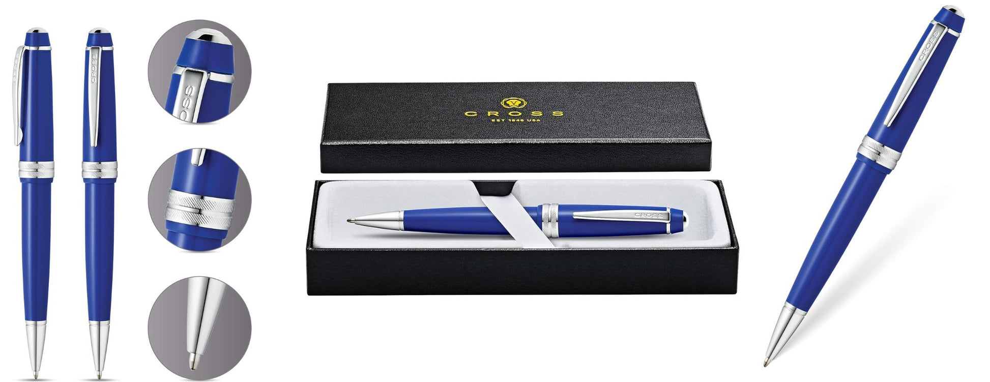 Cross Ballpoint Pen Bailey Light Glossy Blue Resin Medium Tip Black Ink