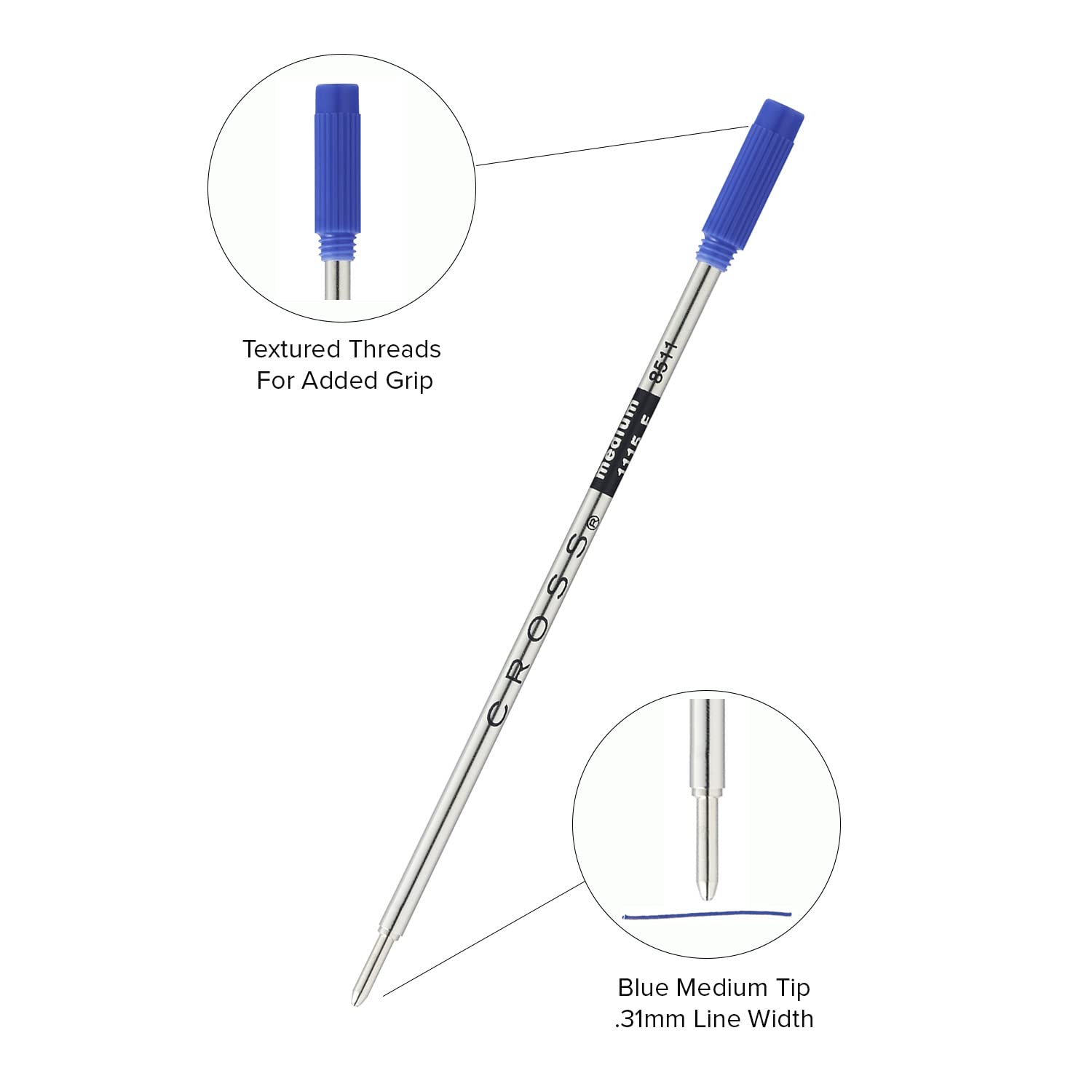 Cross Ballpoint Pen Refill 8511 Medium Blue