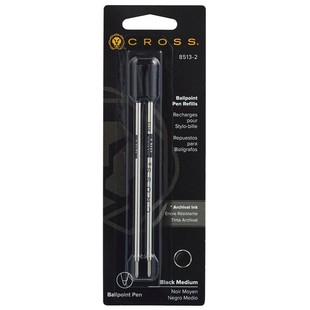 Cross Ballpoint Pen Refill Medium Black Pack of 2