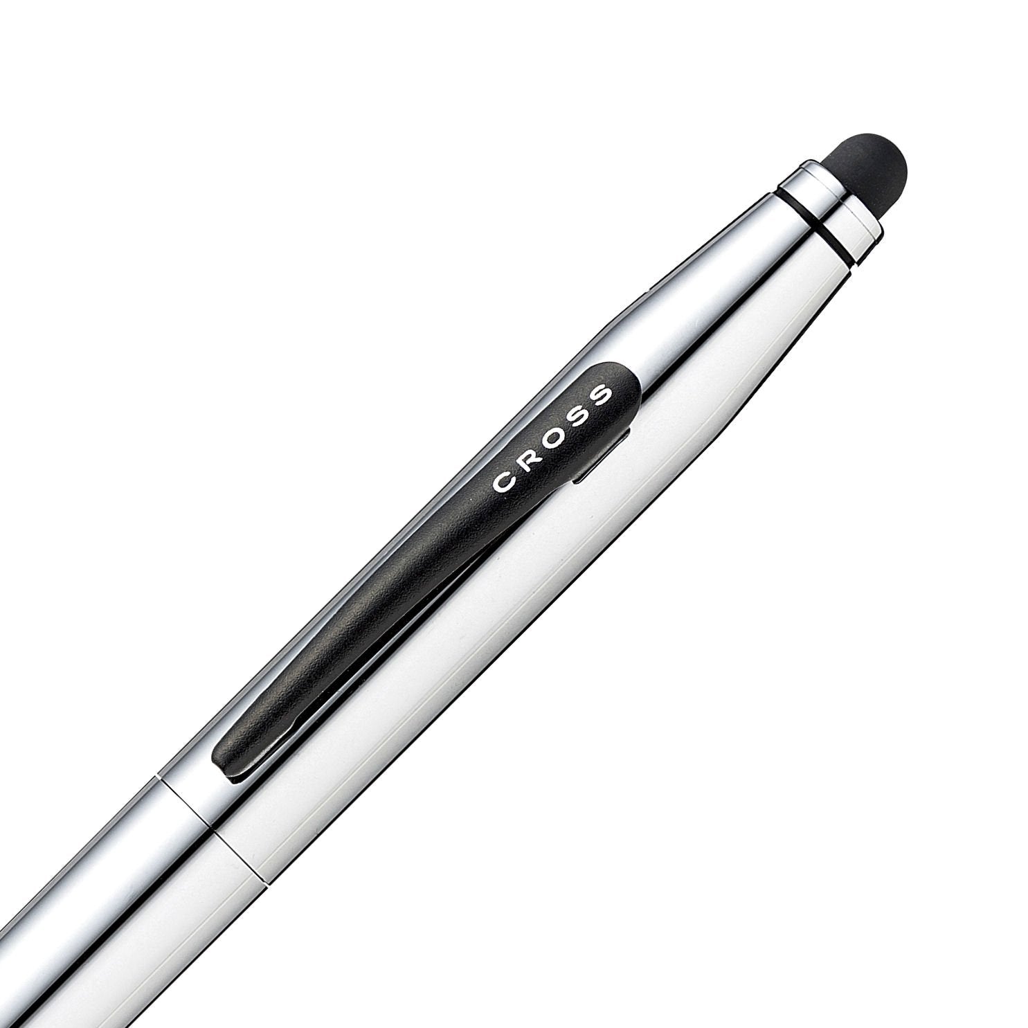 Cross Ballpoint Pen + Stylus Lustrous Chrome Tech 2 Medium Black Ink