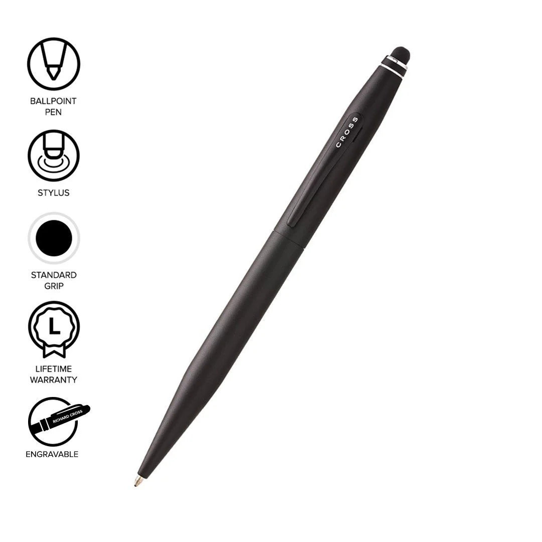 Cross Ballpoint Pen + Stylus Satin Black Tech 2 Medium Black Ink