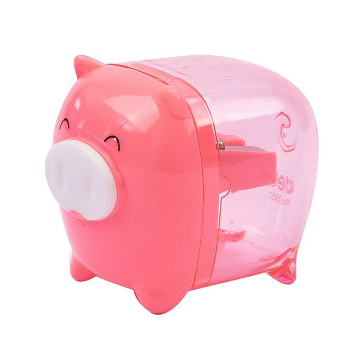 Deli Pencil Sharpener Single Hole with Container Piggy Pink