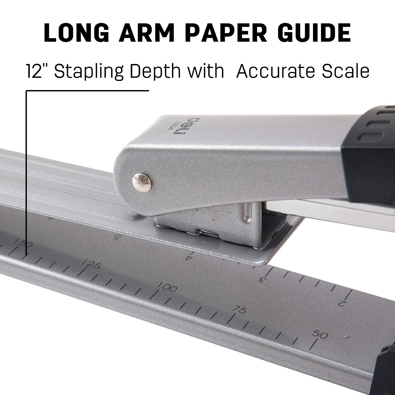 Deli Long Arm Stapler 12 Inch Metal E0334 25 Sheets