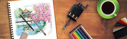 Derwent Super Point Pencil Sharpener Compact Rotary with Desk Clamp