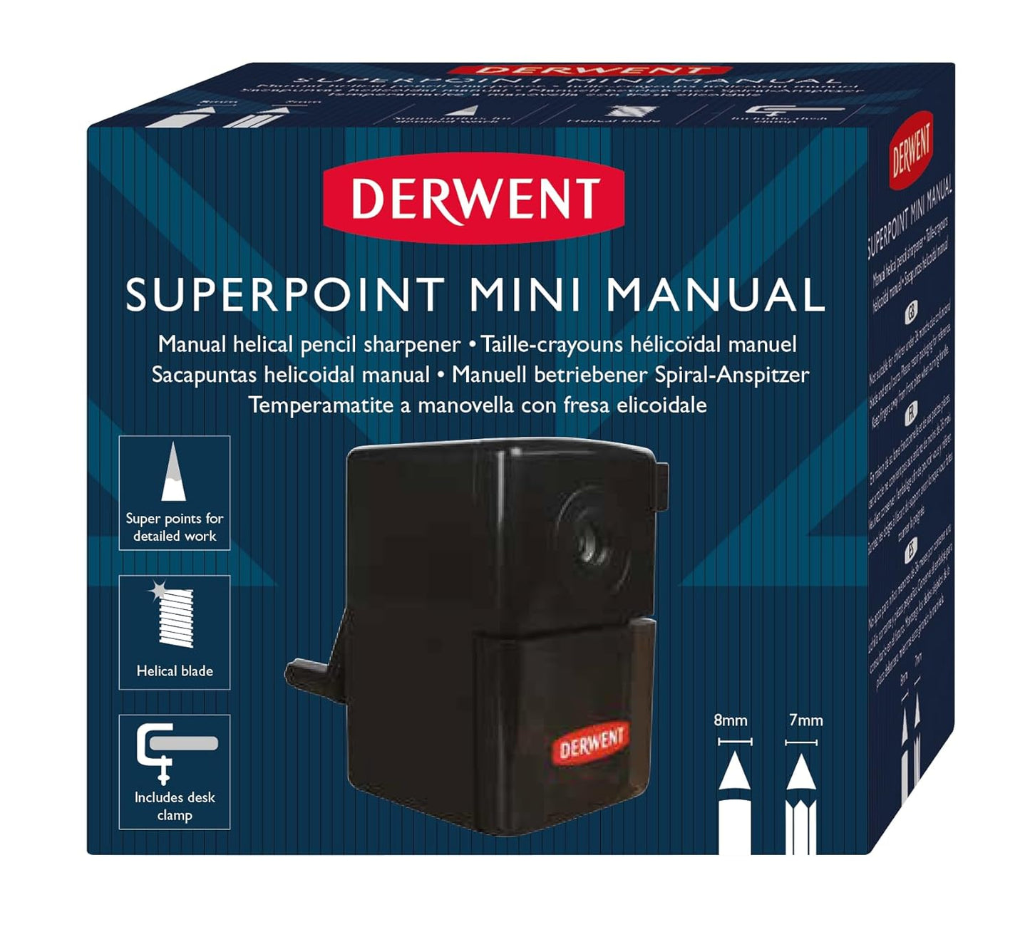 Derwent Super Point Pencil Sharpener Compact Rotary with Desk Clamp