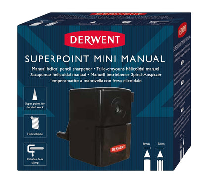 Derwent Super Point Pencil Sharpener Compact Rotary with Desk Clamp