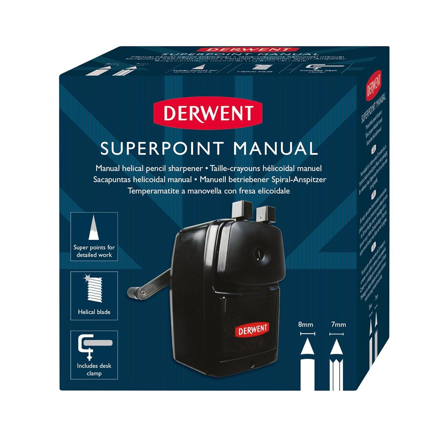 Derwent Super Point Pencil Sharpener Rotary with Desk Clamp