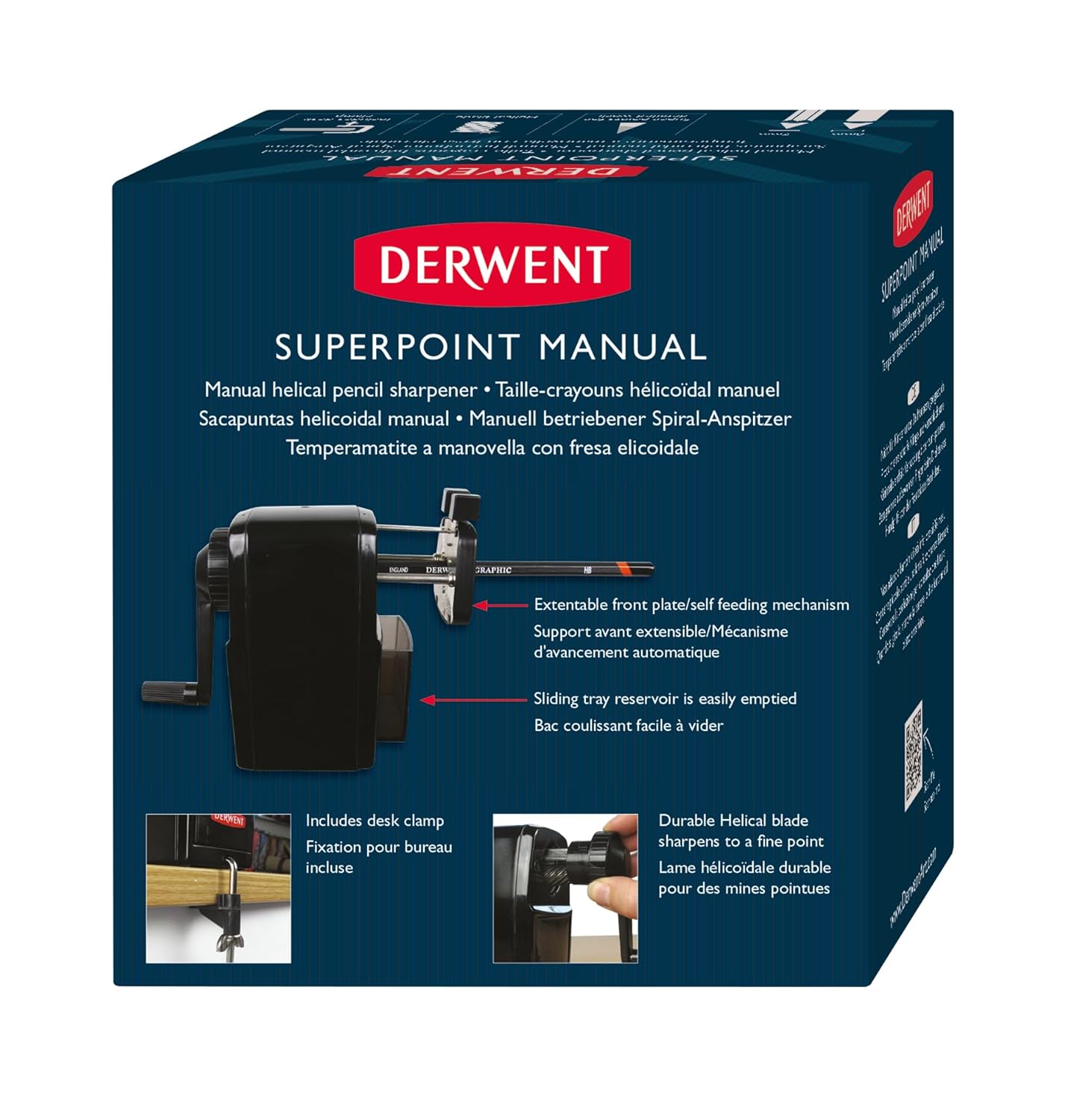 Derwent Super Point Pencil Sharpener Rotary with Desk Clamp