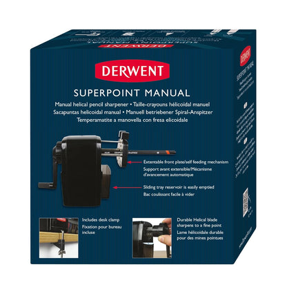 Derwent Super Point Pencil Sharpener Rotary with Desk Clamp