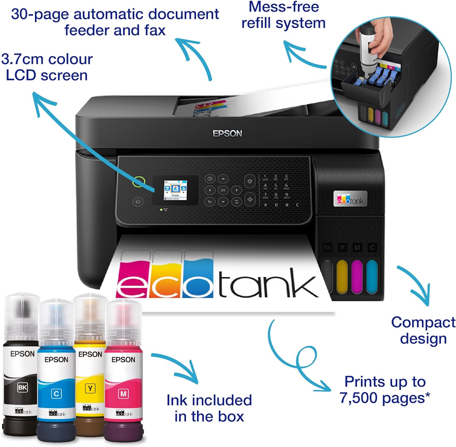EPSON EcoTank ET-4800 Inkjet Printer Wireless Multi-function A4