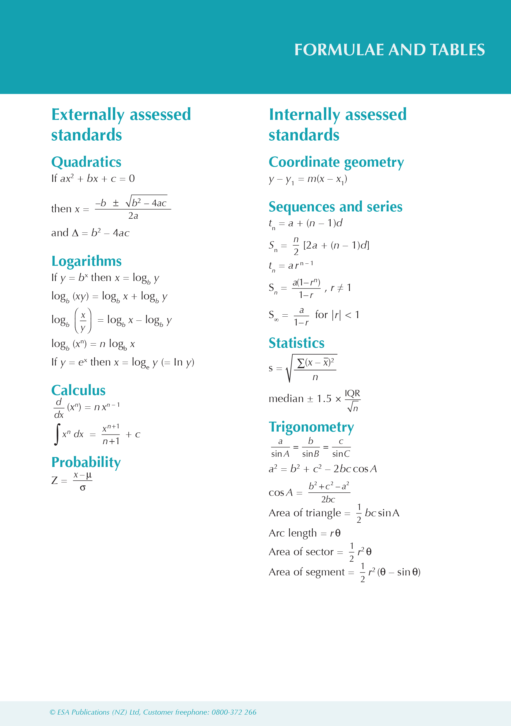ESA Study Guide Level 2 Mathematics & Statistics