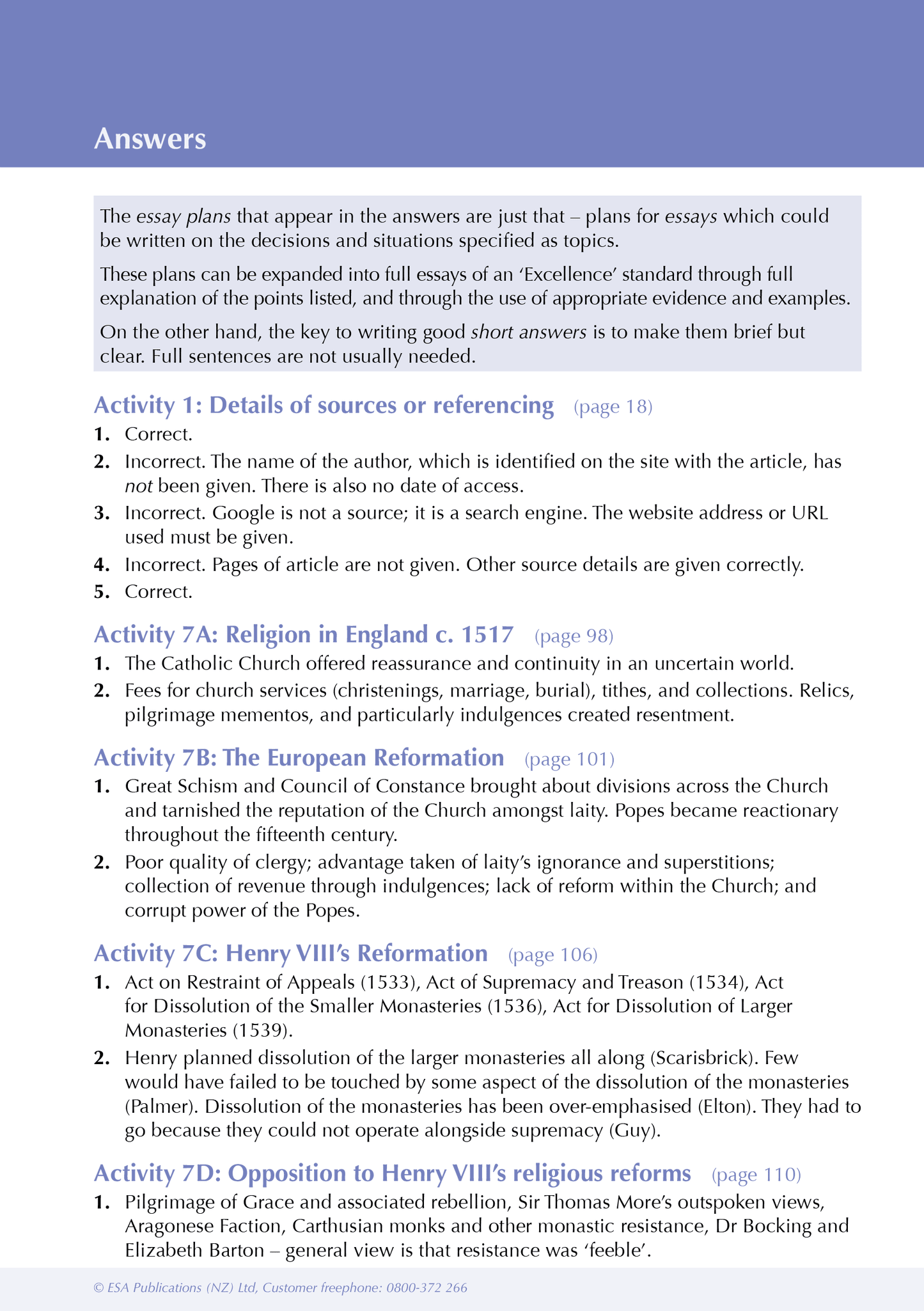 ESA Study Guide Level 3 England History