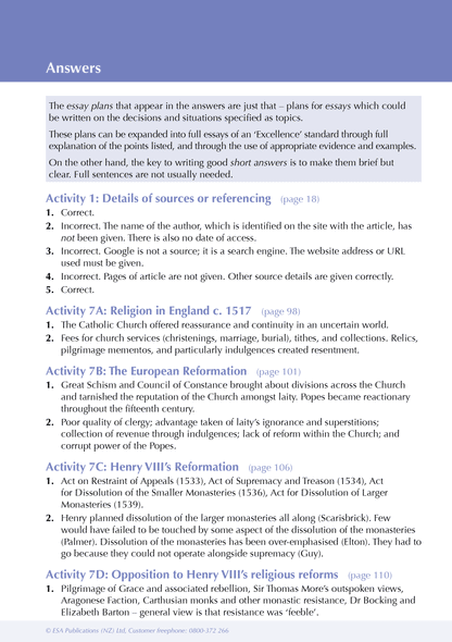 ESA Study Guide Level 3 England History