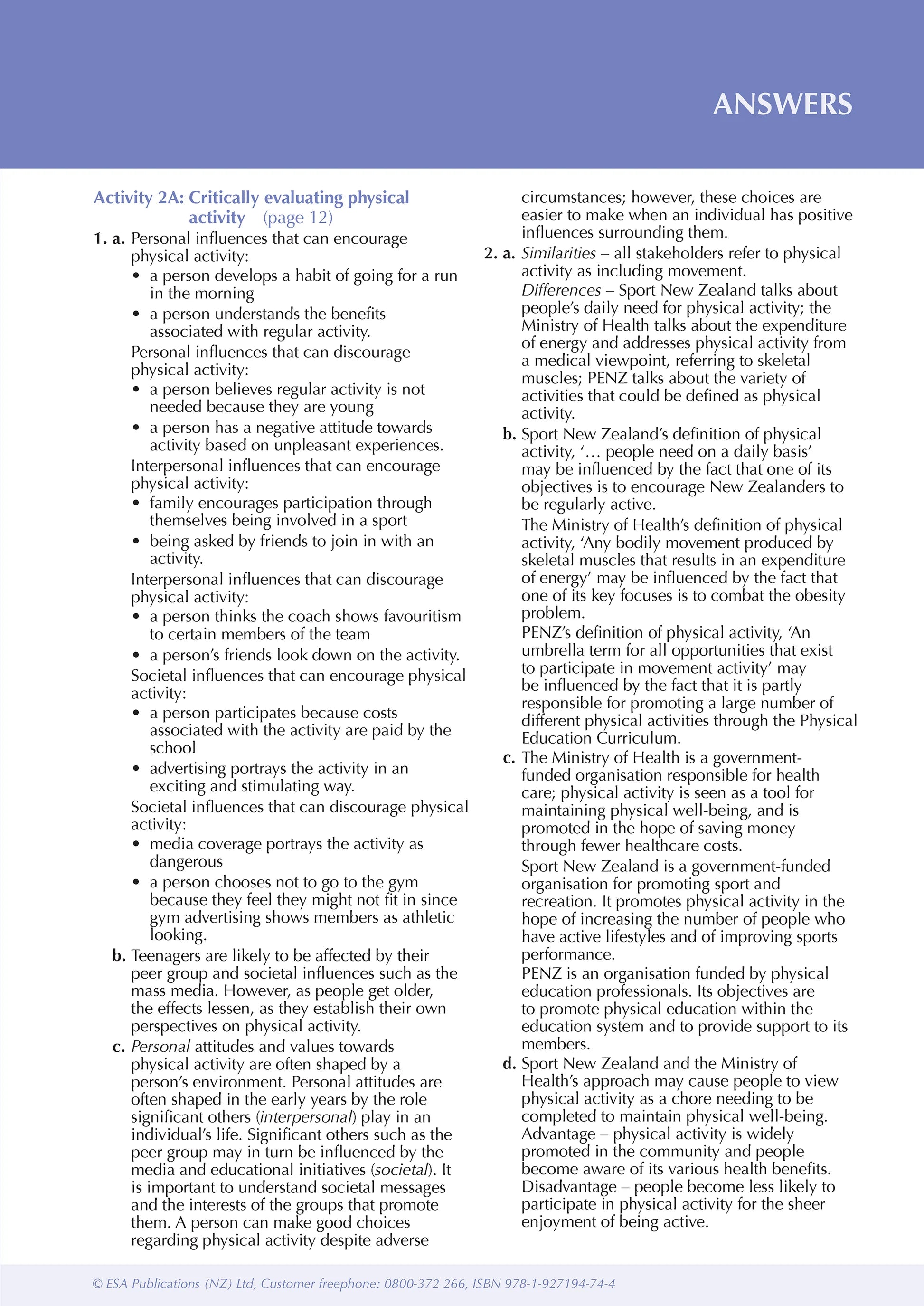 ESA Study Guide Level 3 Physical Education