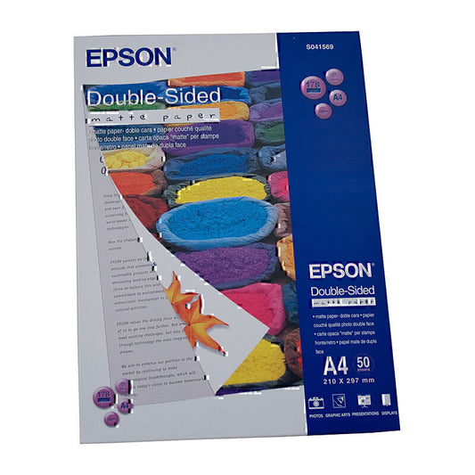 Epson S041569/70 A4 Double-Sided Matte Photo Paper 178gsm 50 Sheets