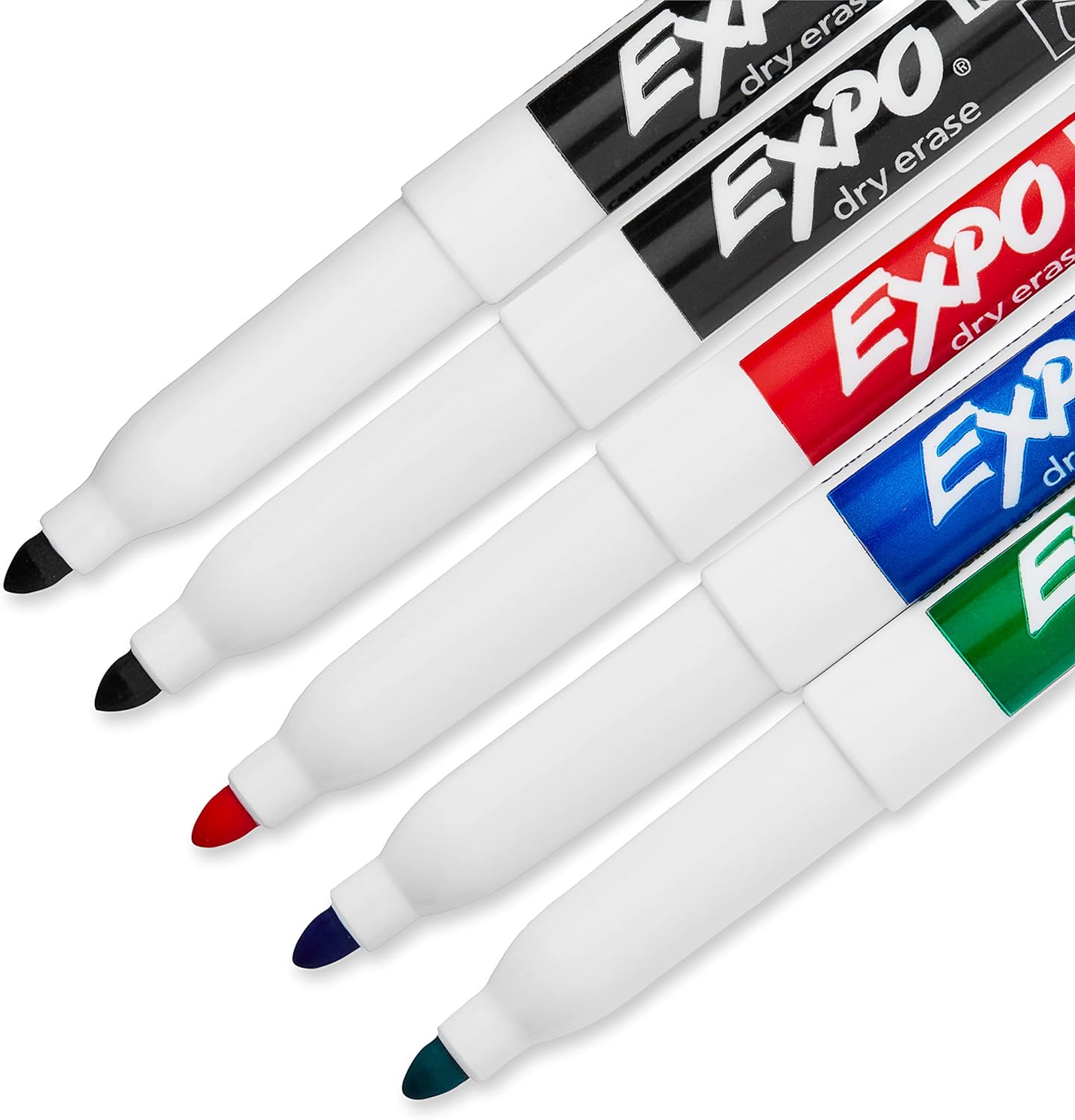 Expo Whiteboard Marker Kit of 5 Markers with Eraser and Cleaner Fine Bullet Tip