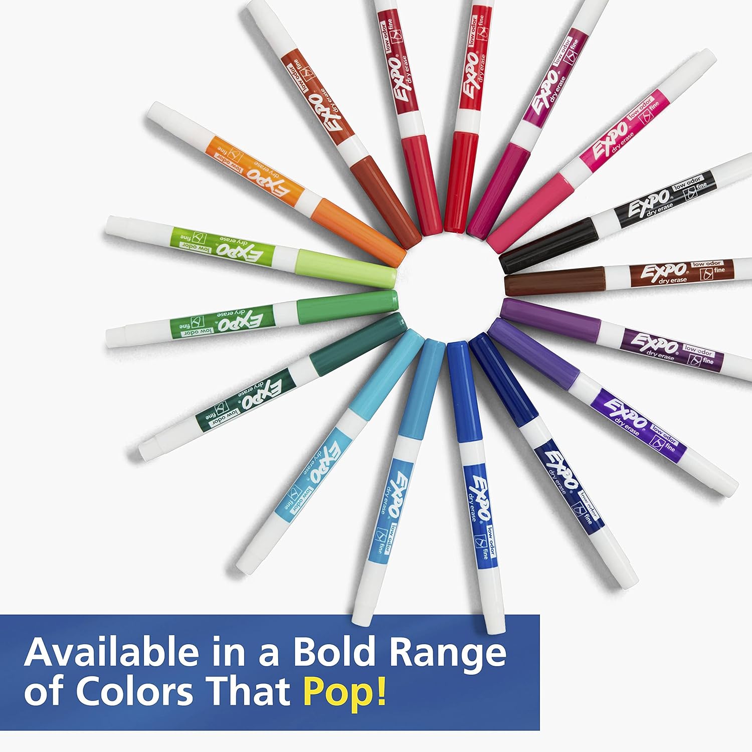 Expo Whiteboard Marker Kit of 5 Markers with Eraser and Cleaner Fine Bullet Tip