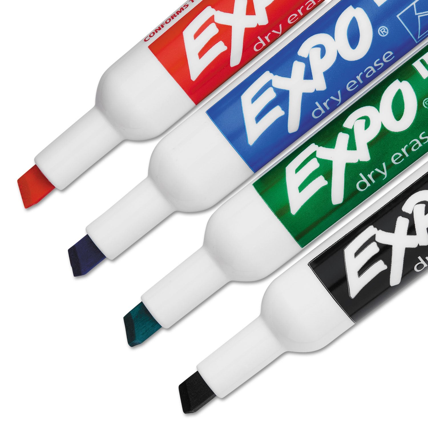 Expo Whiteboard Marker Set 4 with Eraser and Cleaner Chisel Tip