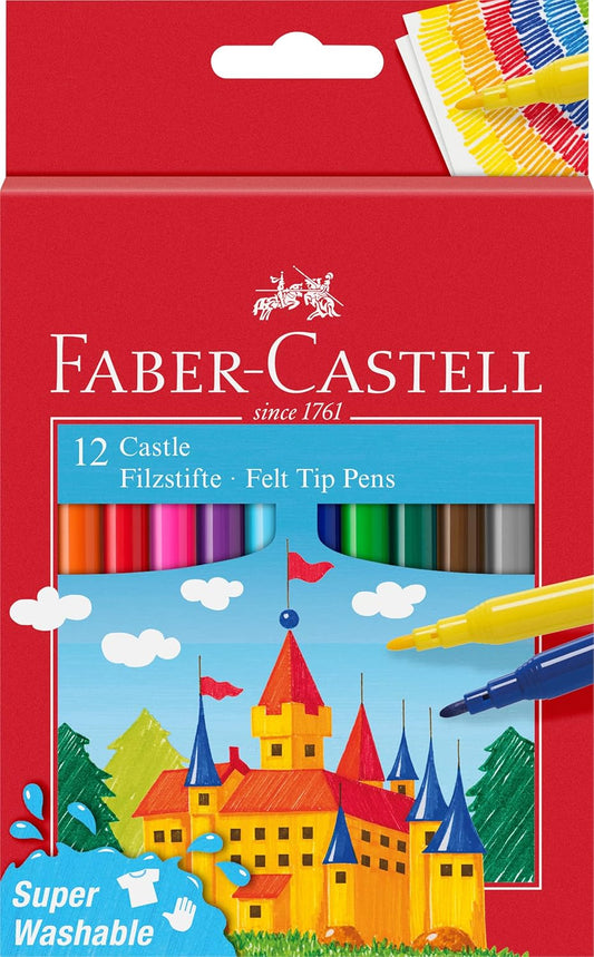 Faber-Castell Felt Pens Fibre Tips 12 Pack [Washable]