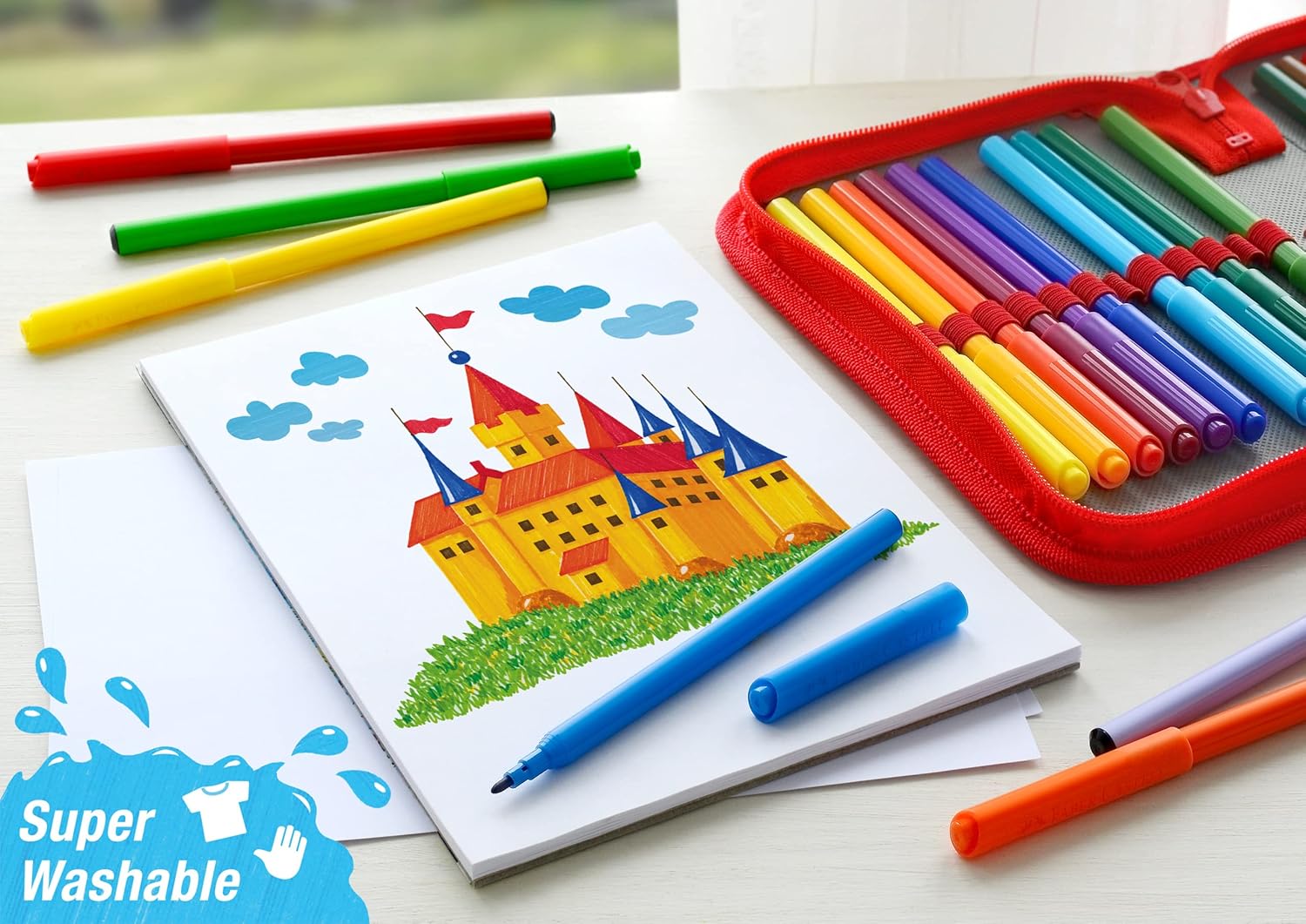 Faber-Castell Felt Pens Fibre Tips 12 Pack [Washable]