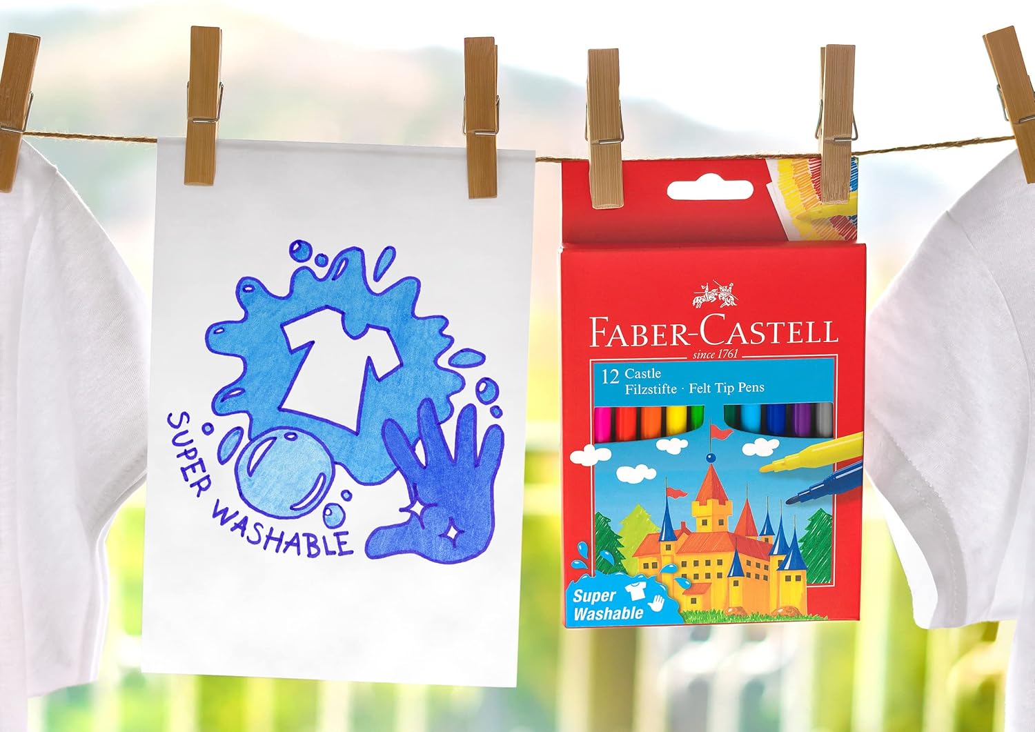 Faber-Castell Felt Pens Fibre Tips 12 Pack [Washable]