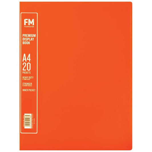 FM Premium Display Book A4 20 Pocket Burnt Orange