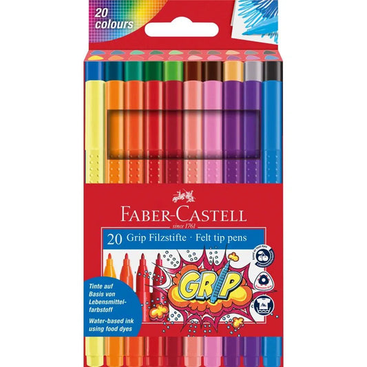 Faber-Castell Grip Colour Felt Pen Markers Wallet of 20