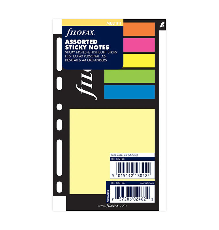Filofax Sticky Notes Refill Personal Assorted Large 170mm x 95mm