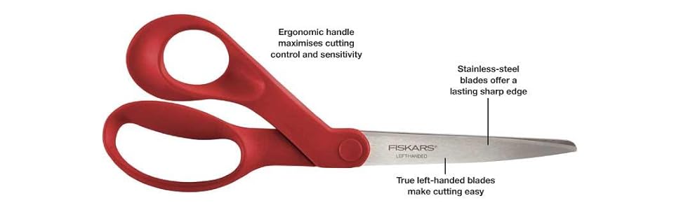 Fiscars Scissors All Purpose Left-Handed 203mm Red