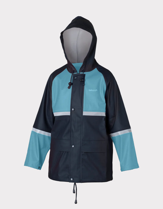 FlexBak Kids 100% Waterproof Raincoat Navy/Blue Size 4 to 14